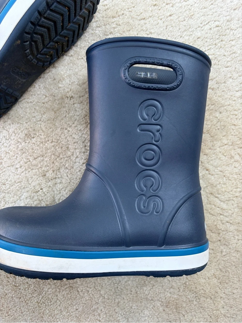 Crocs Big Kid Size 3 / J3 Navy Blue Crocband Pull On Rain Boots